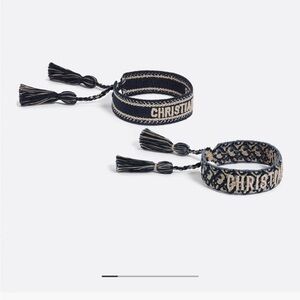 Dior Black and Cream Woven Bracelet Duo